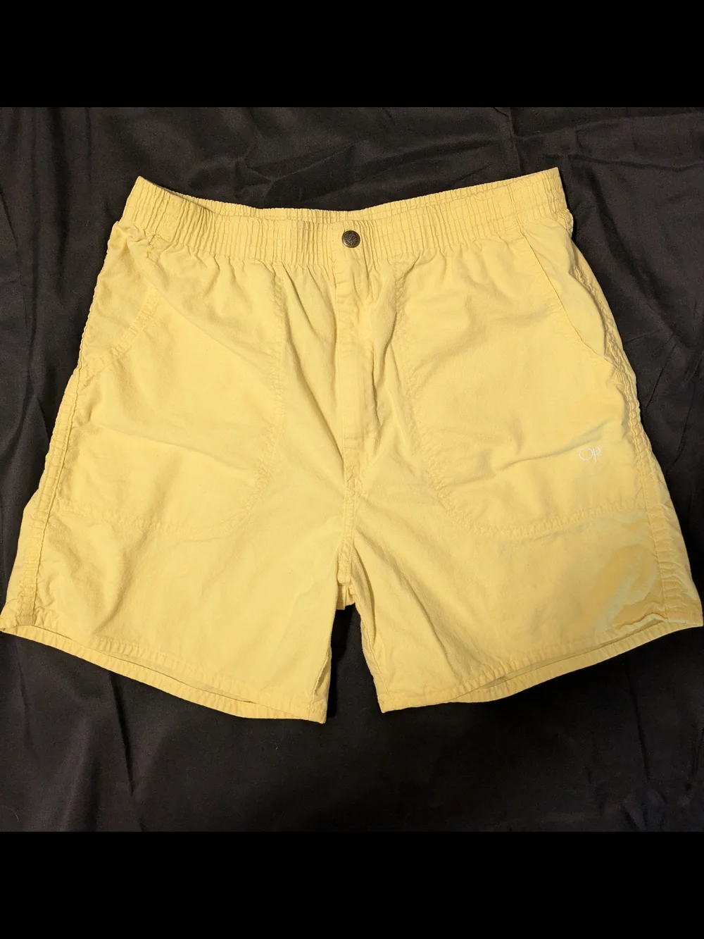 OP Vintage Longriders Walk Shorts Bright Yellow Elastic Waist